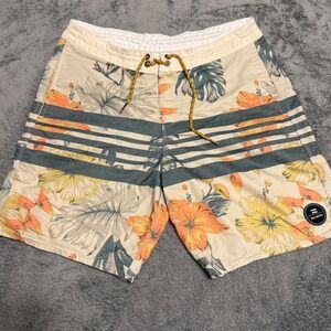 Billabong Mens Floral Striped Swim Trunks‎ Surf Board Shorts Size 29